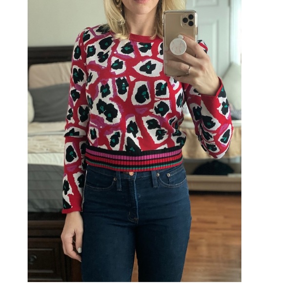 Diane von Furstenberg $398 Harrison Crewneck Pullover Sweater XS Red Wool Blend - Picture 14 of 16